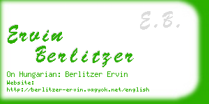 ervin berlitzer business card